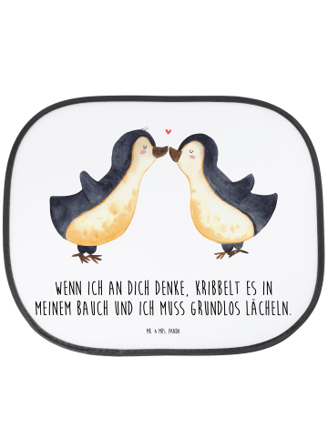 Mr. & Mrs. Panda Autosonnenschutz Pinguine Kuss mit Spruch in Weiß