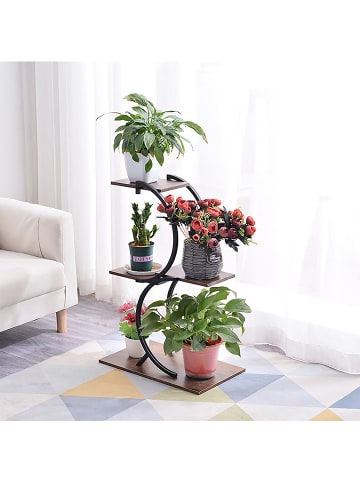 relaxdays Pflanzenständer in Schwarz/ Braun – (B)48 x (H)76 x (T)30 cm