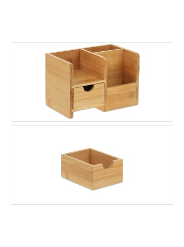 relaxdays Schreibtisch Organizer in Natur - (B)20,5 x (H)14 x (T)13 cm