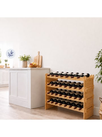 relaxdays Weinregal in Natur - (B)85 x (H)55 x (T)25,5 cm