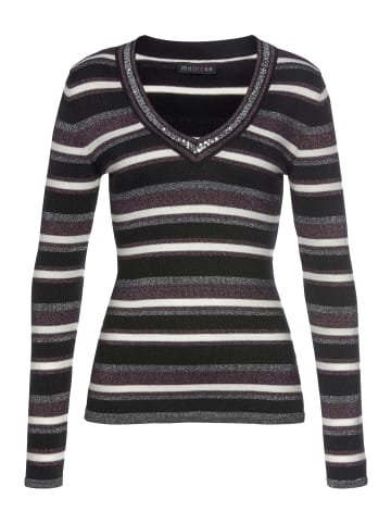 Melrose V-Ausschnitt-Pullover in schwarz-pink