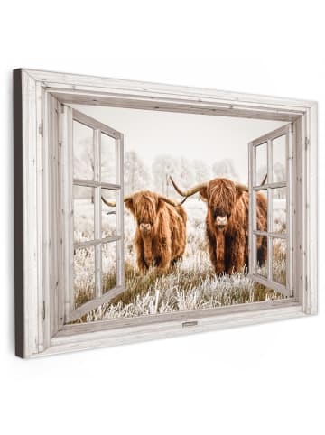 MuchoWow Leinwand Bilder Schottische Hochlandrinder