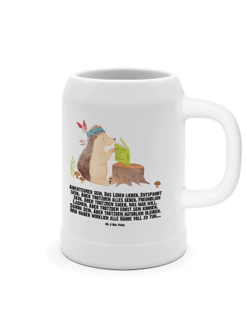Mr. & Mrs. Panda Bierkrug Igel Federschmuck mit Spruch in Weiß