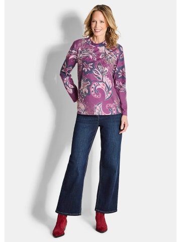 GOLDNER Kurzgröße:  Langarmshirt im Paisley-Design in beere / gemustert