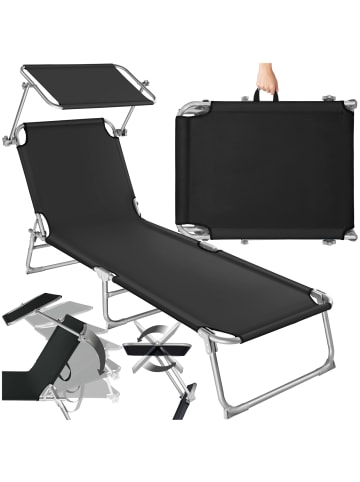 tectake klappbare Sonnenliege, verstellbare Rückenlehne, 190 x 68 x 28 cm