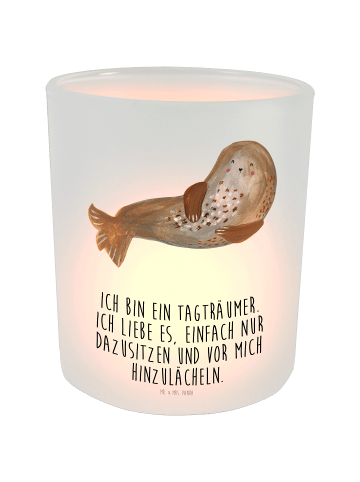 Mr. & Mrs. Panda Teelichthalter Robbe Lachen mit Spruch in Transparent