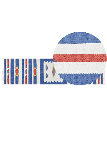 Beliani Kelim VARSER in Bunt/Blau/Weiß - (W) 80 x (L) 300 cm