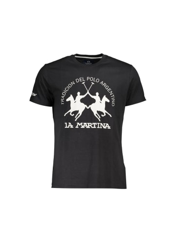 La Martina Schwarzes Baumwoll-T-Shirt