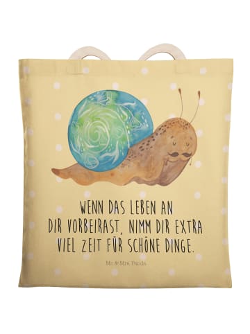 Mr. & Mrs. Panda Einkaufstasche Schnecke Sir mit Spruch in Gelb Pastell