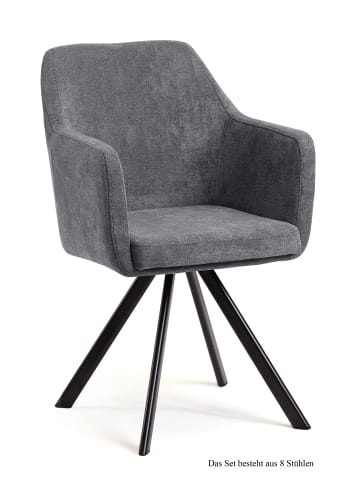 58 aufm Kessel ARMLEHNSTUHL drehbar (8er-Set) Devka 57x87x60 Schwarz/Grau