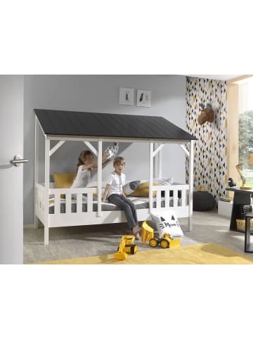 58 aufm Kessel HAUSBETT Katiya 214x174x105 aus Massivholz+MDF in Weiß/Schwarz