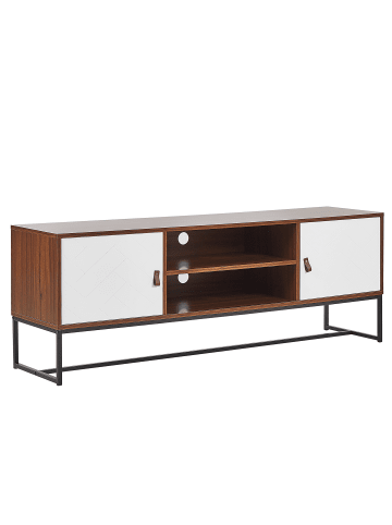 Beliani TV-Schrank NUEVA in Weiß/Braun/Schwarz - (W) 150 x (H) 55 x (L) 40 cm