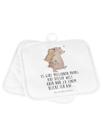 Mr. & Mrs. Panda Ofenhandschuhe Papa Bär mit Spruch in Weiß