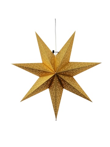 STAR Trading Papierstern Leuchtstern Faltstern 7zackig hängend 54cm mit Kabel gold