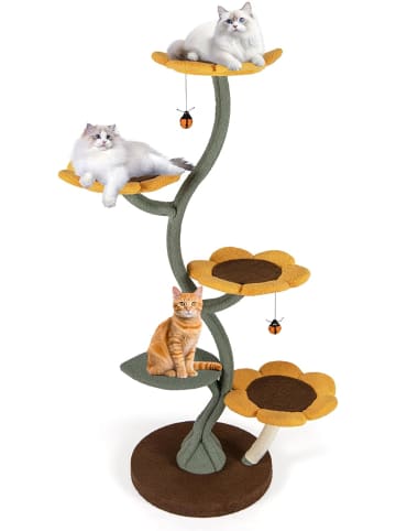 COSTWAY Kratzbaum 175 cm blumenförmig in Braun