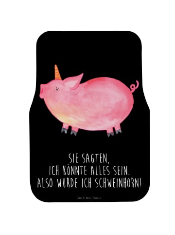 Mr. & Mrs. Panda Fahrer Autofußmatte Einhorn Schwein mit Spruch in Schwarz