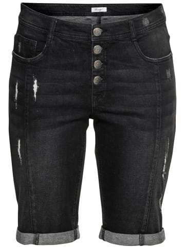 sheego Jeansbermudas in black used denim