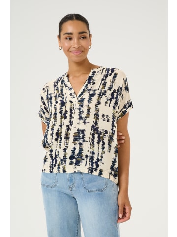 Kaffe Kurzarm-Bluse KAano Regular fit in Sand Melange/Water Color Print