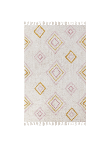 Beliani Kurzflor LASHE in Weiß/Bunt - (W) 140 x (L) 200 cm