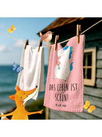 Mr. & Mrs. Panda Mini-Handtuch Einhorn Spaziergang mit Spruch in Rot Pastell