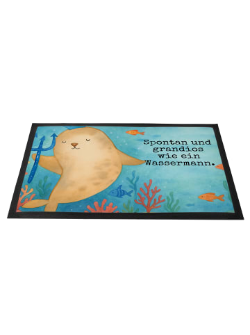 Mr. & Mrs. Panda Fussmatte Sternzeichen Wassermann Design mit Sp... in Weiß