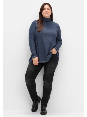 sheego Langarmshirt in saphir meliert