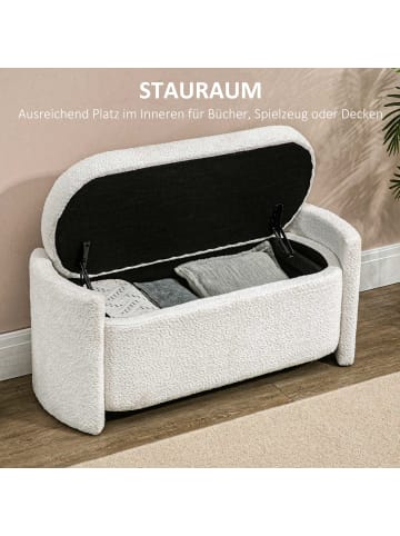 HOMCOM Sitzbank mit Stauraum in Cremeweiß 105L x 44B x 45,5H cm