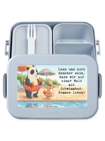 Mr. & Mrs. Panda Lunchbox Panda Schwimmbad Pommes Design mit Spruch in Blau Pastell