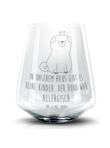 Mr. & Mrs. Panda Trinkglas Mops Krone mit Spruch in Transparent