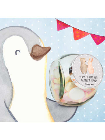 Mr. & Mrs. Panda Vorratsbehälter Bär und Hase Umarmen mit Spruch in Grau Pastell