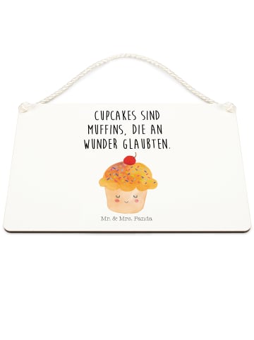 Mr. & Mrs. Panda Dekoschild Cupcake mit Spruch in Weiß