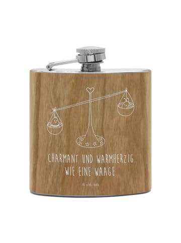 Mr. & Mrs. Panda Flachmann Sternzeichen Waage mit Spruch in Braun