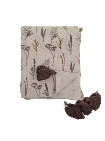 Bloomingville Decke PYLE Natur mit Blumen Motiv 160x130 cm