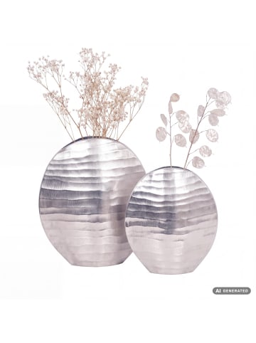 FineBuy Vase in Silber / Aluminium / 26x14x26