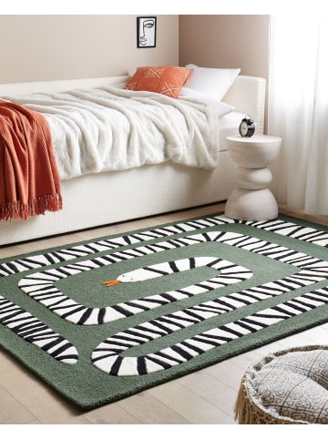 Beliani Kurzflor OKAPI in Grün/Weiß/Schwarz - (W) 160 x (L) 230 cm