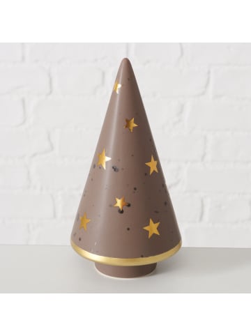 Boltze Weihnachtsbaumfigur aus Naturstein LAMORA in Braun, (B) 9 x (H) 16 x (L) 9 cm