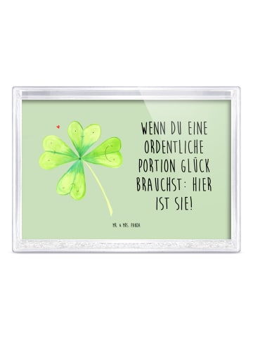 Mr. & Mrs. Panda Glücksbringer Blume Kleeblatt mit Spruch in Blattgrün