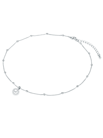 Lulu & Jane Kette aus Messing mit Muschelkernperle in weiß