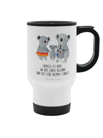 Mr. & Mrs. Panda Thermobecher Koala Familie mit Spruch in Weiß