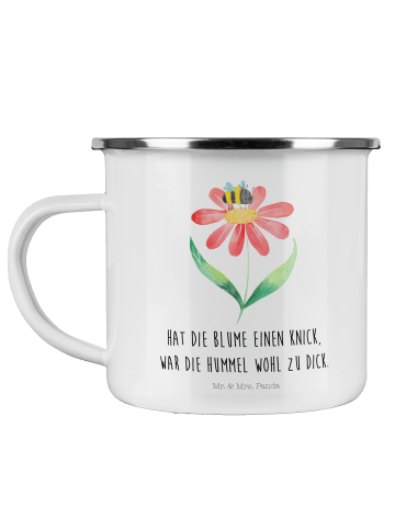 Mr. & Mrs. Panda Emaille Tasse Hummel Blume mit Spruch in Weiß