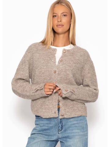 SASSYCLASSY Cardigan mit Pailletten und Lurex in Taupe