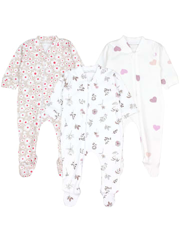 TupTam Baby Unisex Schlafstrampler mit Fuß 3er Pack in weiß/beige