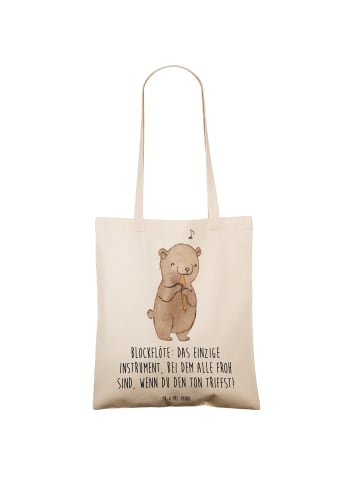 Mr. & Mrs. Panda Shopping Tasche Blockflöte Freude mit Spruch in Creme