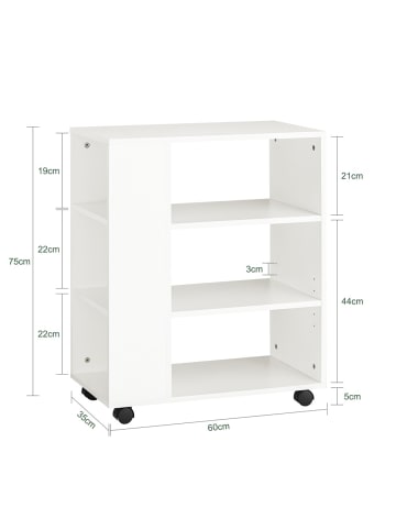 SoBuy Aktenschrank in Reinweiß - (W) 35 x (H) 75 x (L) 60 cm