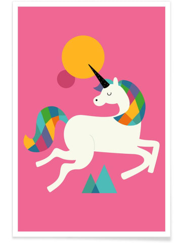 Juniqe Poster "To Be A Unicorn" in Bunt & Rosa