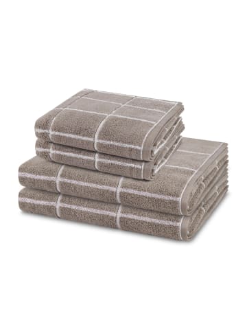 Ross 2 X Handtuch 2 X Duschtuch im Set Sensual Skin Karo in Flanell
