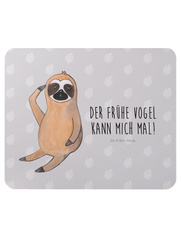 Mr. & Mrs. Panda Mousepad Faultier Vogel mit Spruch in Grau Pastell