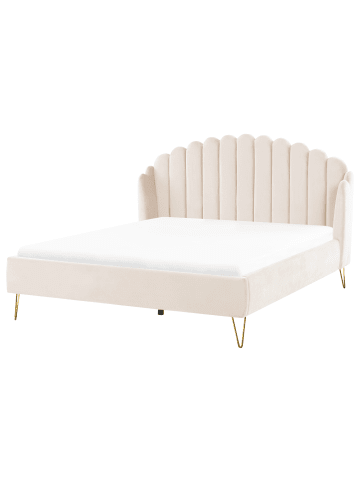 Beliani Doppelbett AMBILLOU in Beige/Gold - (W) 197 x (H) 126 x (L) 214 cm