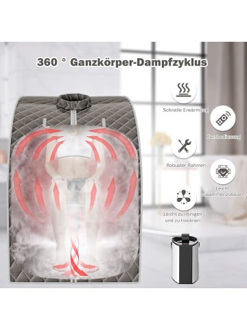 COSTWAY 3L Mini Dampfsauna mit Fernbedienung in Grau