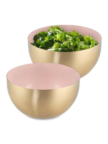 relaxdays 2 x Salatschüssel in Rosa/ Gold - Ø 15 cm